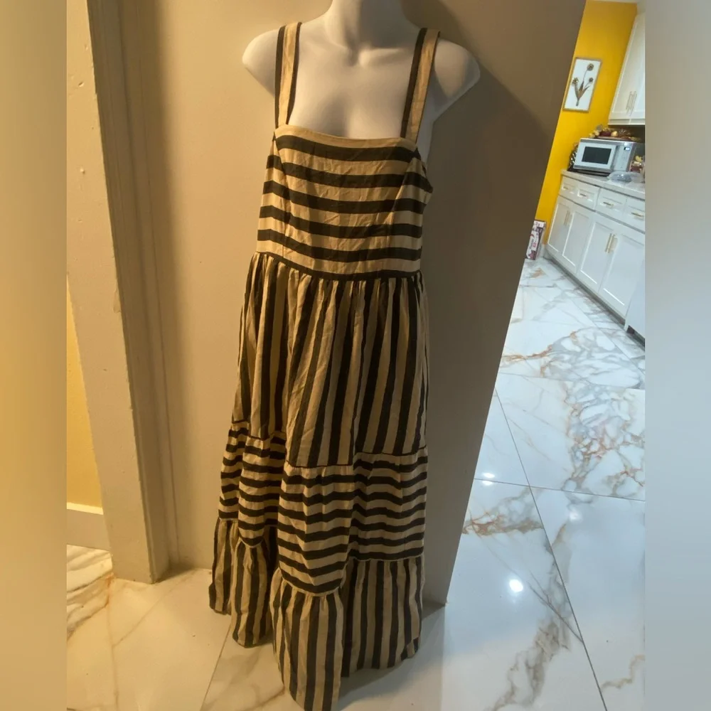 Knox Rose Striped Tie-Strap Maxi Dress — Black & Cream